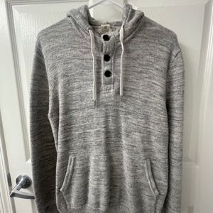 M Knit Hoodie Half Button Sweater.